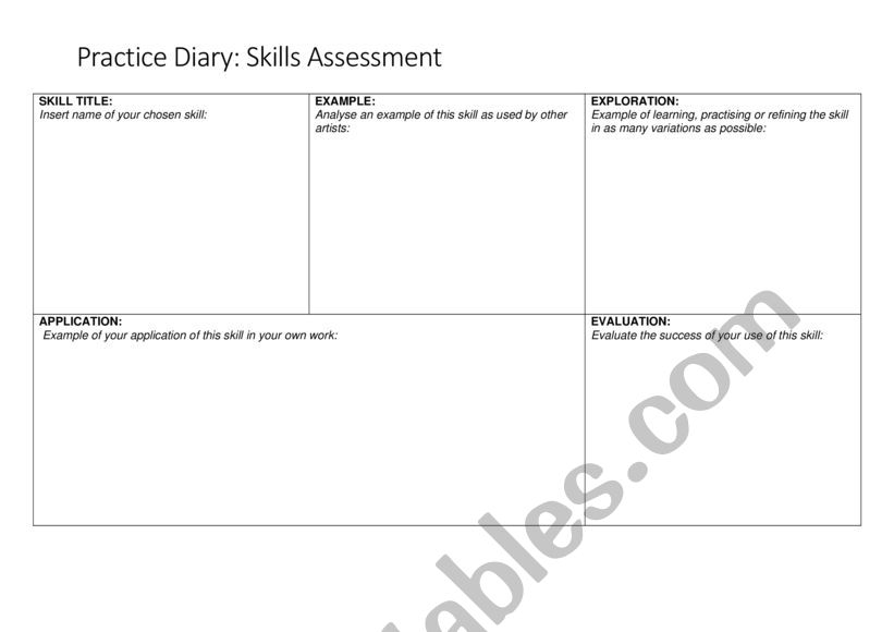 practice diary - ESL worksheet by claregorton