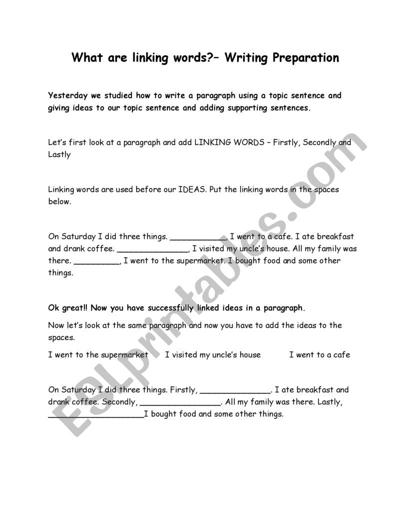 What are linking words? worksheet