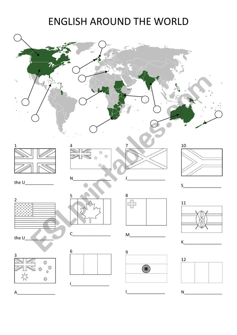 English around the world worksheet