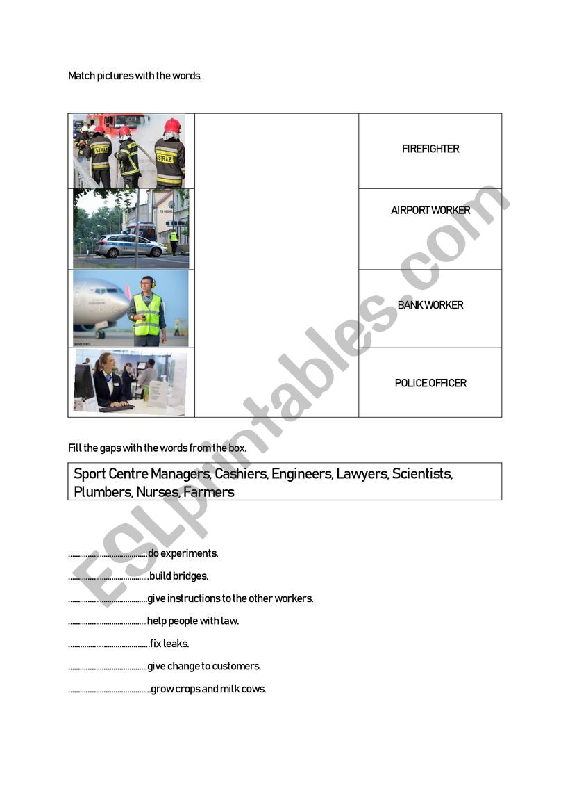 Jobs vocabulary worksheet