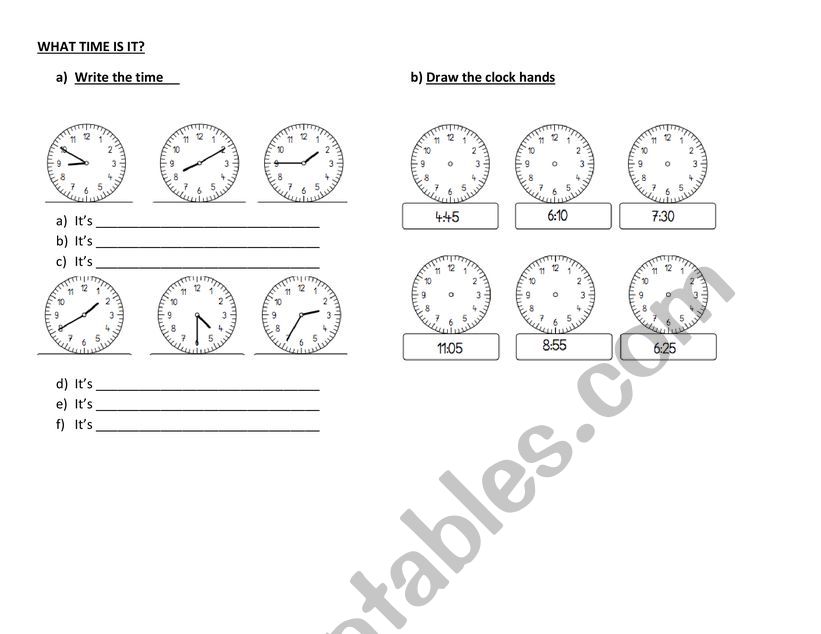 The time worksheet