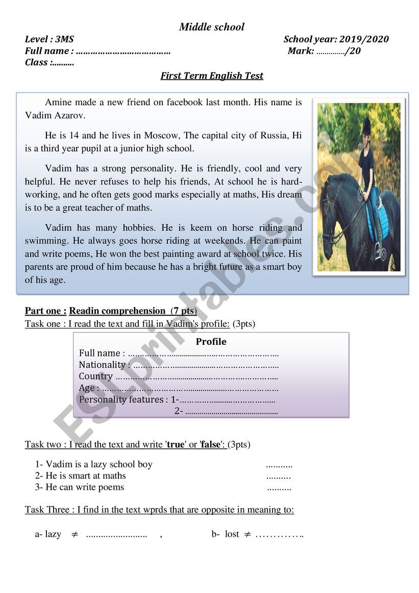  describing people. worksheet