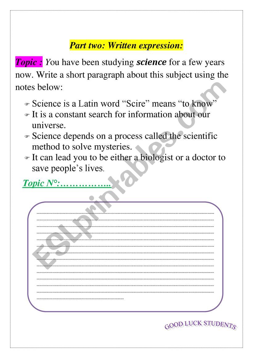 Science - ESL worksheet by redwing85