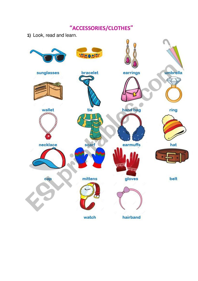 Fashion Accessories And Clothes Vocabulary Esl Worksheet By