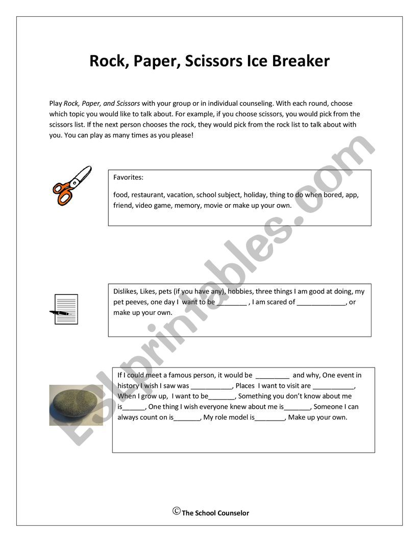 ROCK, SCISSORS, PAPER worksheet