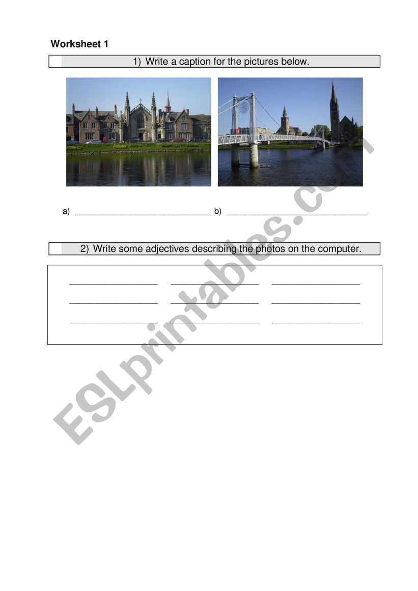 Caption worksheet