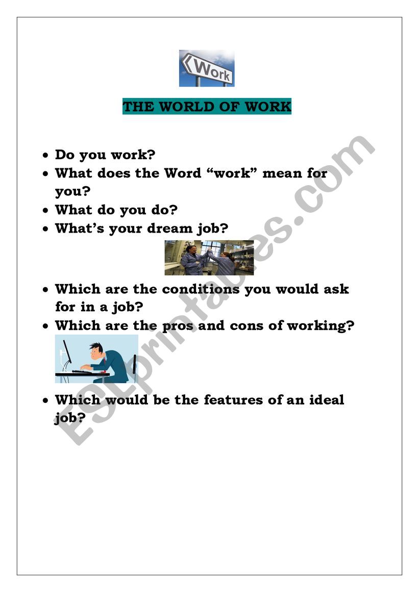 SPEAKING ABOUT  WORK worksheet