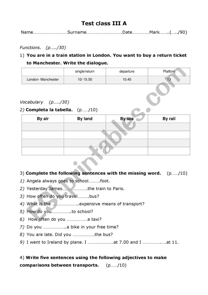 TEST worksheet