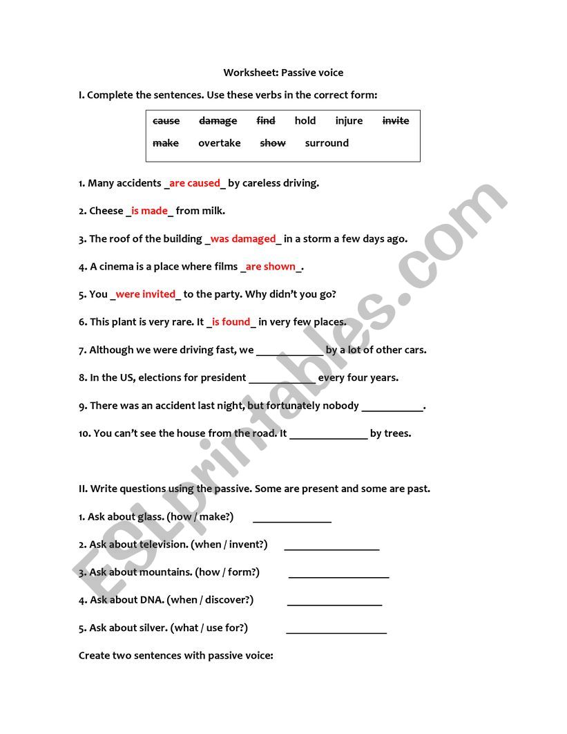 Passive voice worksheet