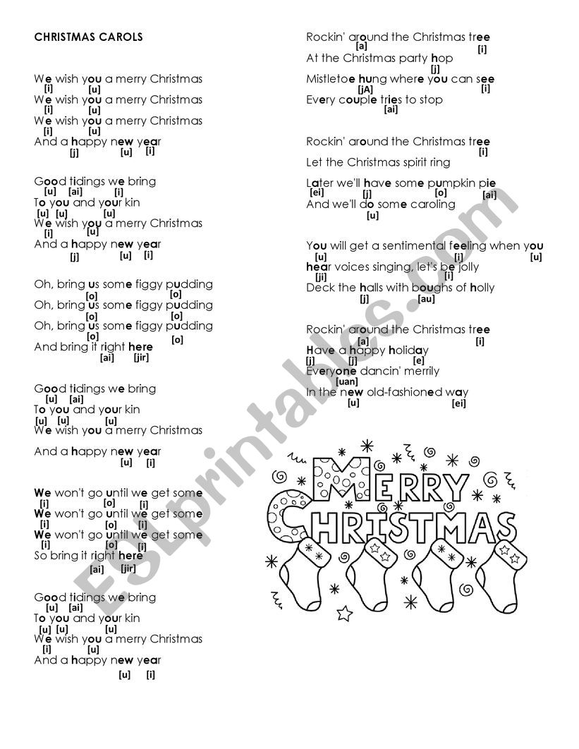 Christmas Carols worksheet