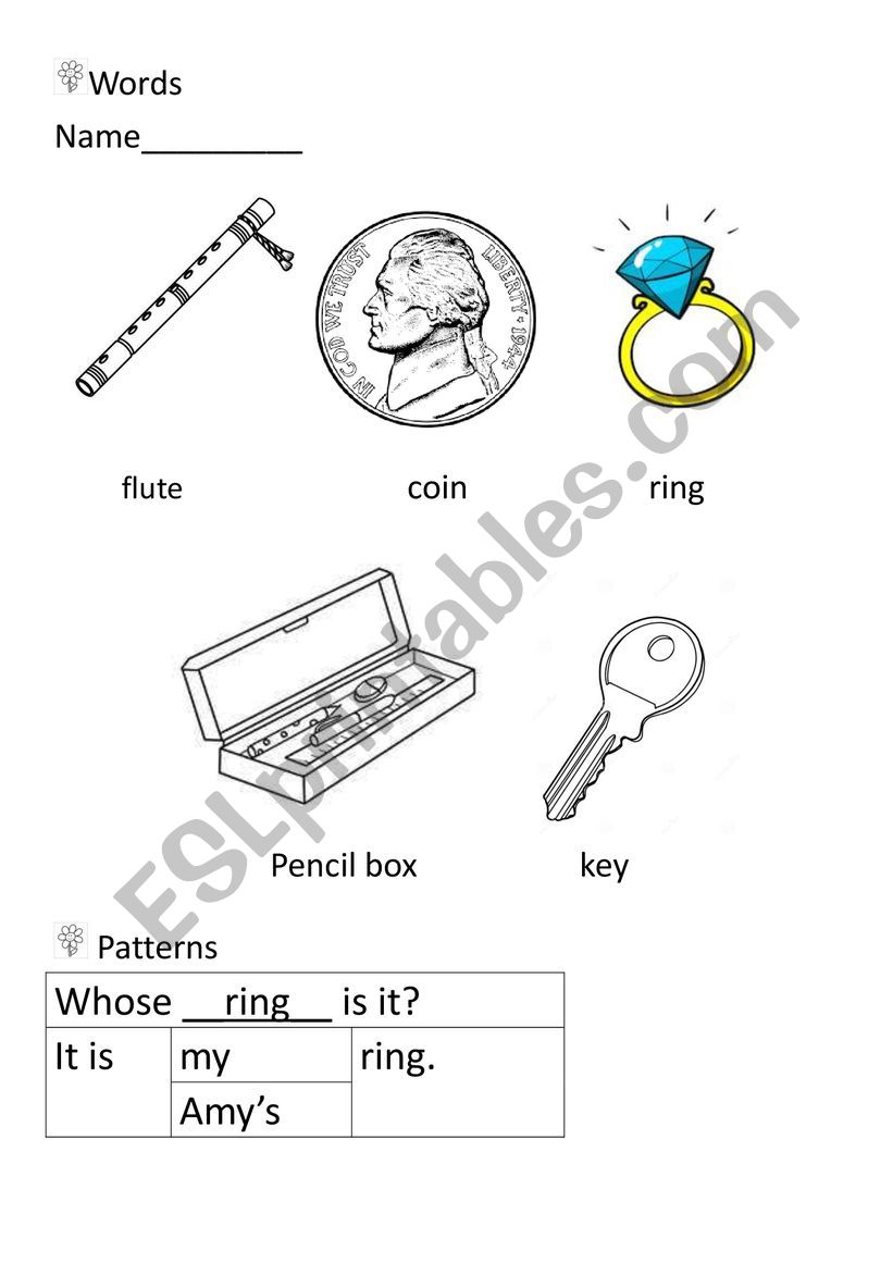 vocabulary and pattern for kids- whose