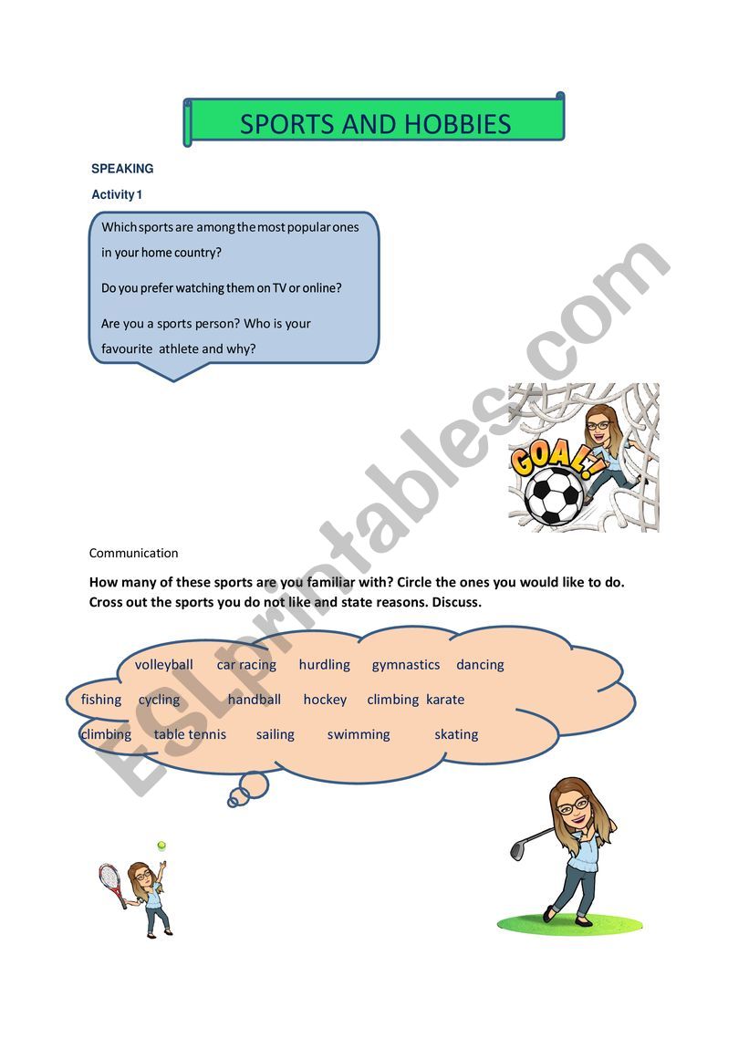 Speaking activity - SPORTS  worksheet