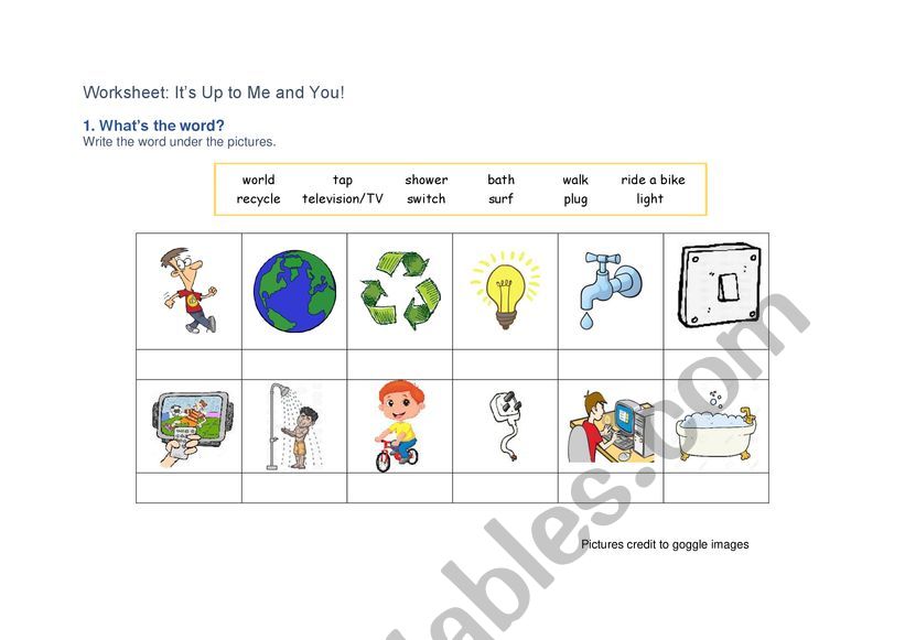 Its Up to Me and You! worksheet