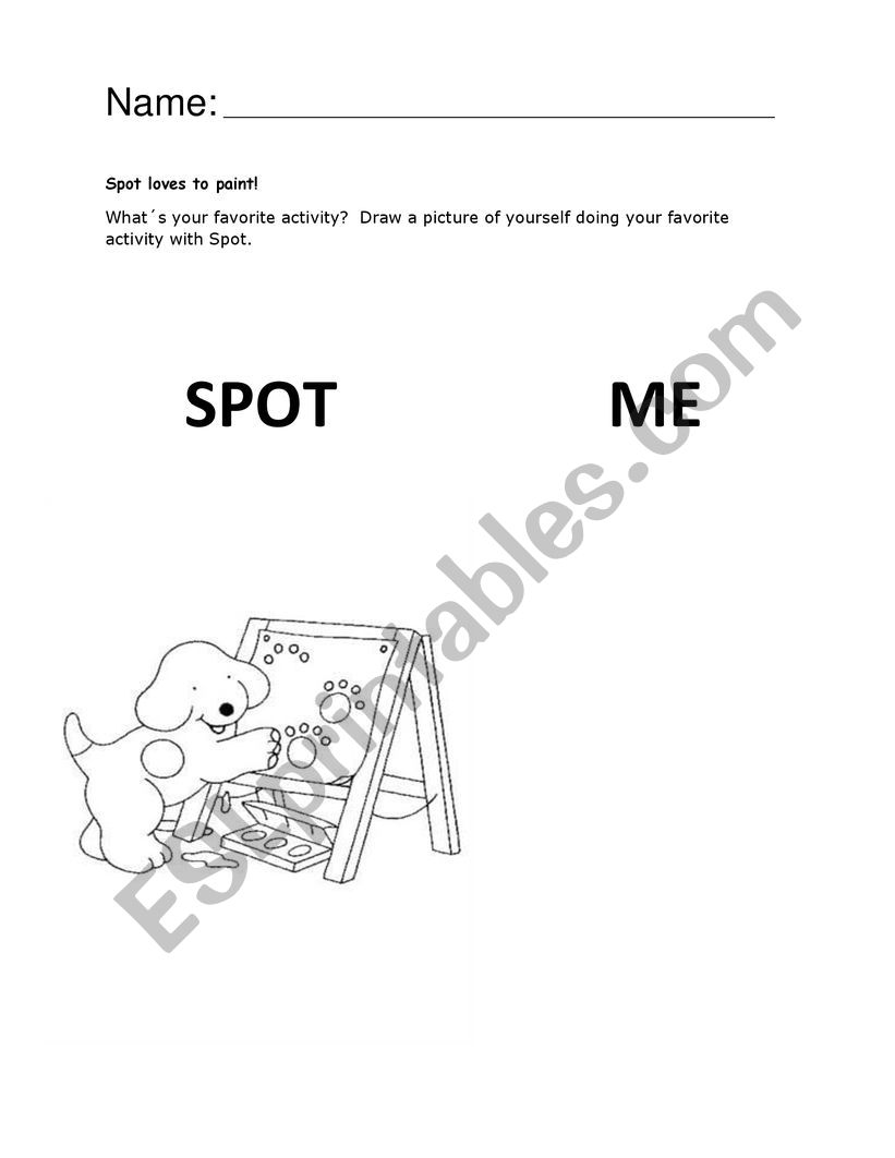 Spot the dog worksheet