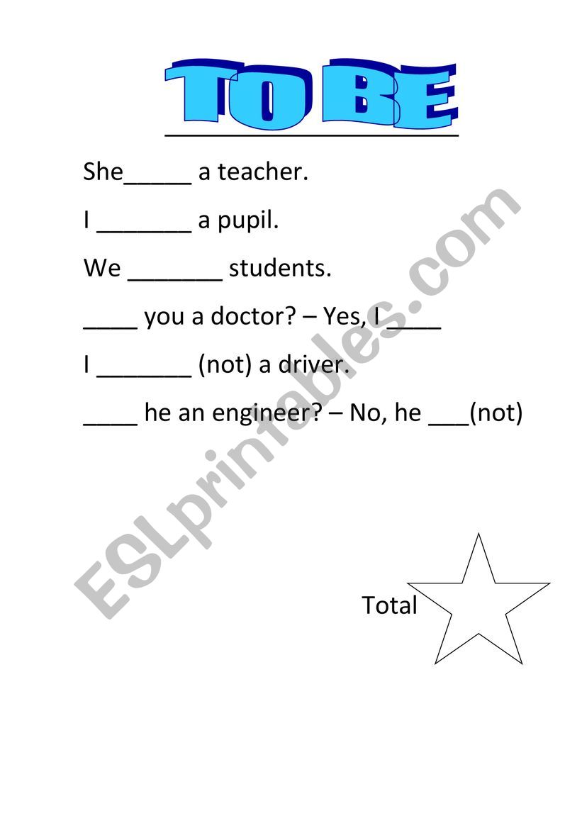 Verb to be worksheet