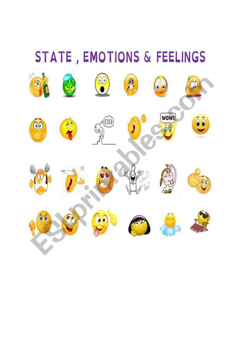 states, feelings and emotions worksheet
