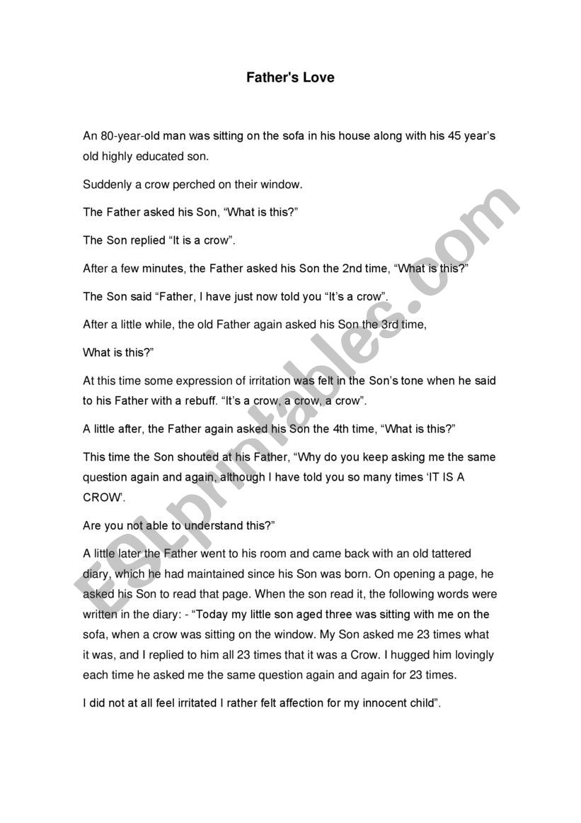 Father�s Day Worksheet worksheet