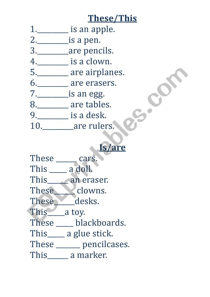 Grammar These/This , Is/are,   An/A