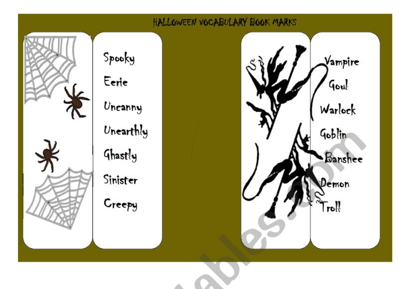 Halloween Bookmarks worksheet