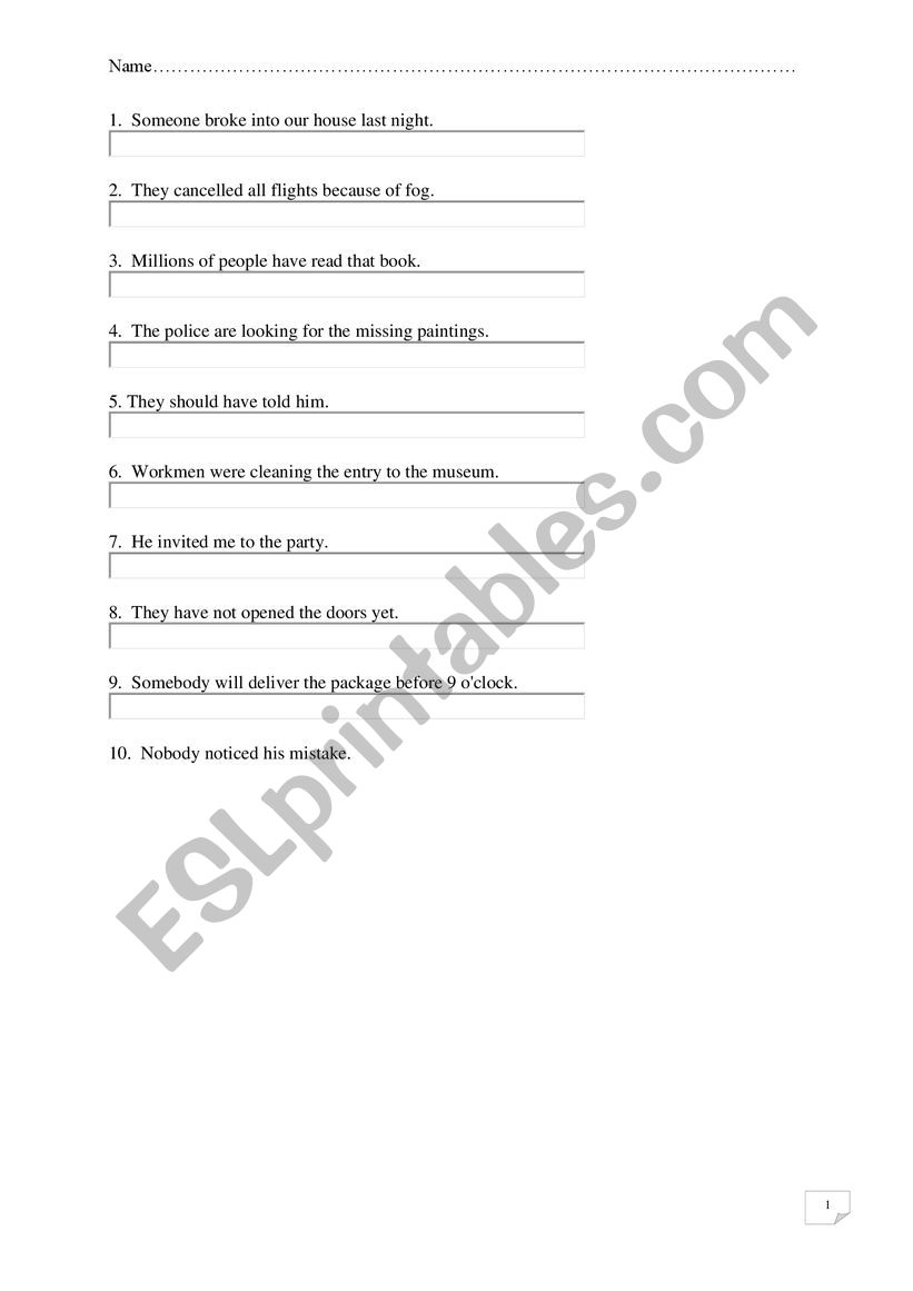 Passive Voice worksheet