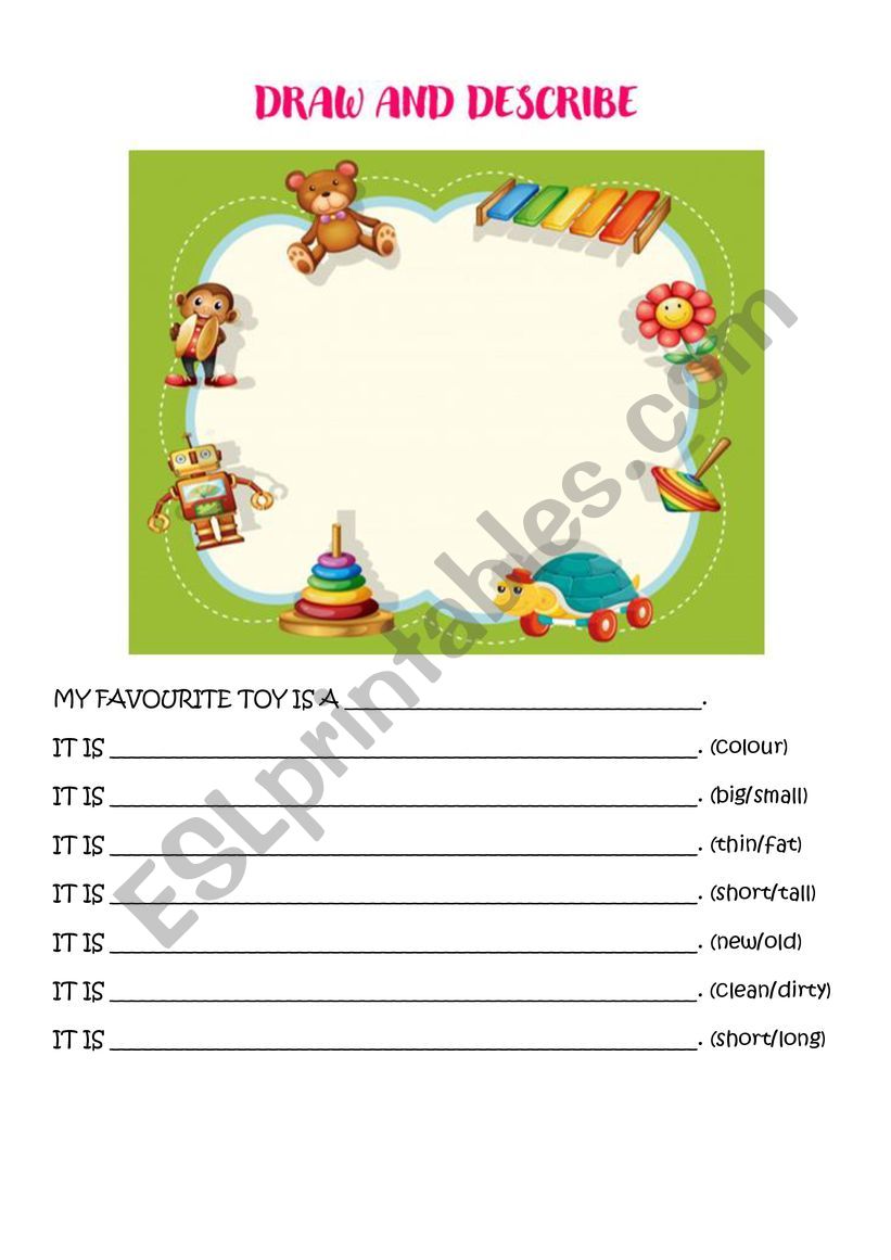 Toys - Draw and Describe worksheet