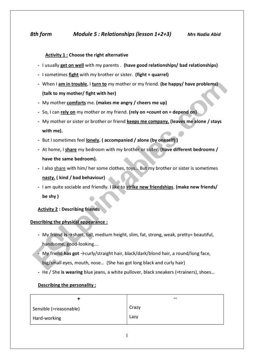 Review module 5 8th worksheet