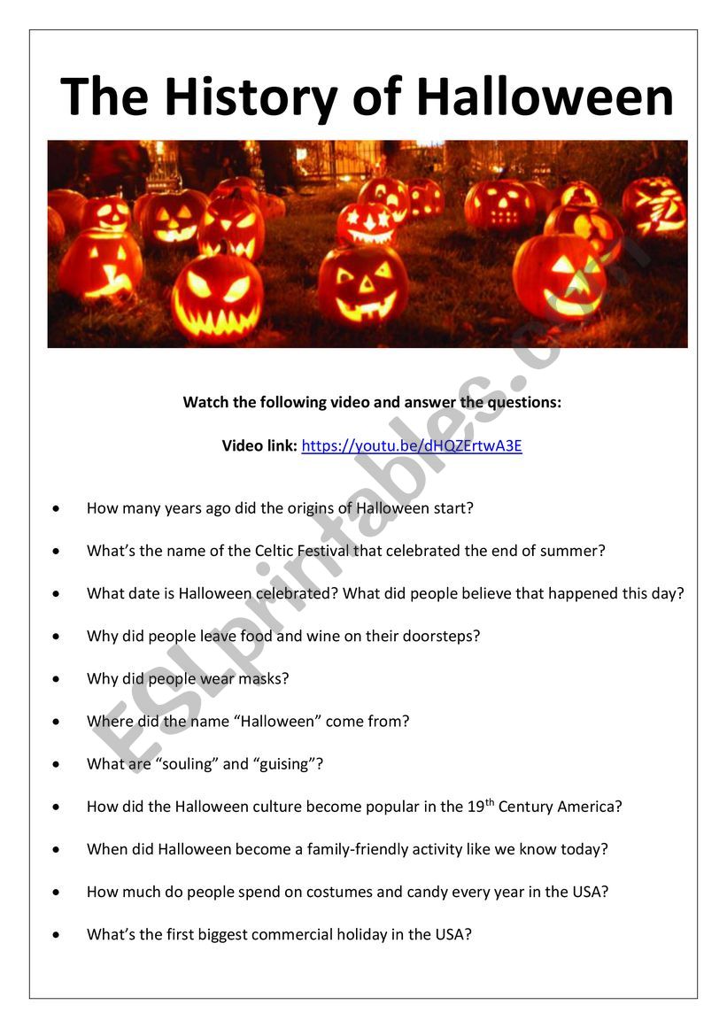 The History Of Halloween ESL Worksheet By Karkaman