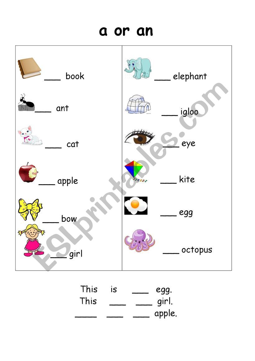 A-An worksheet