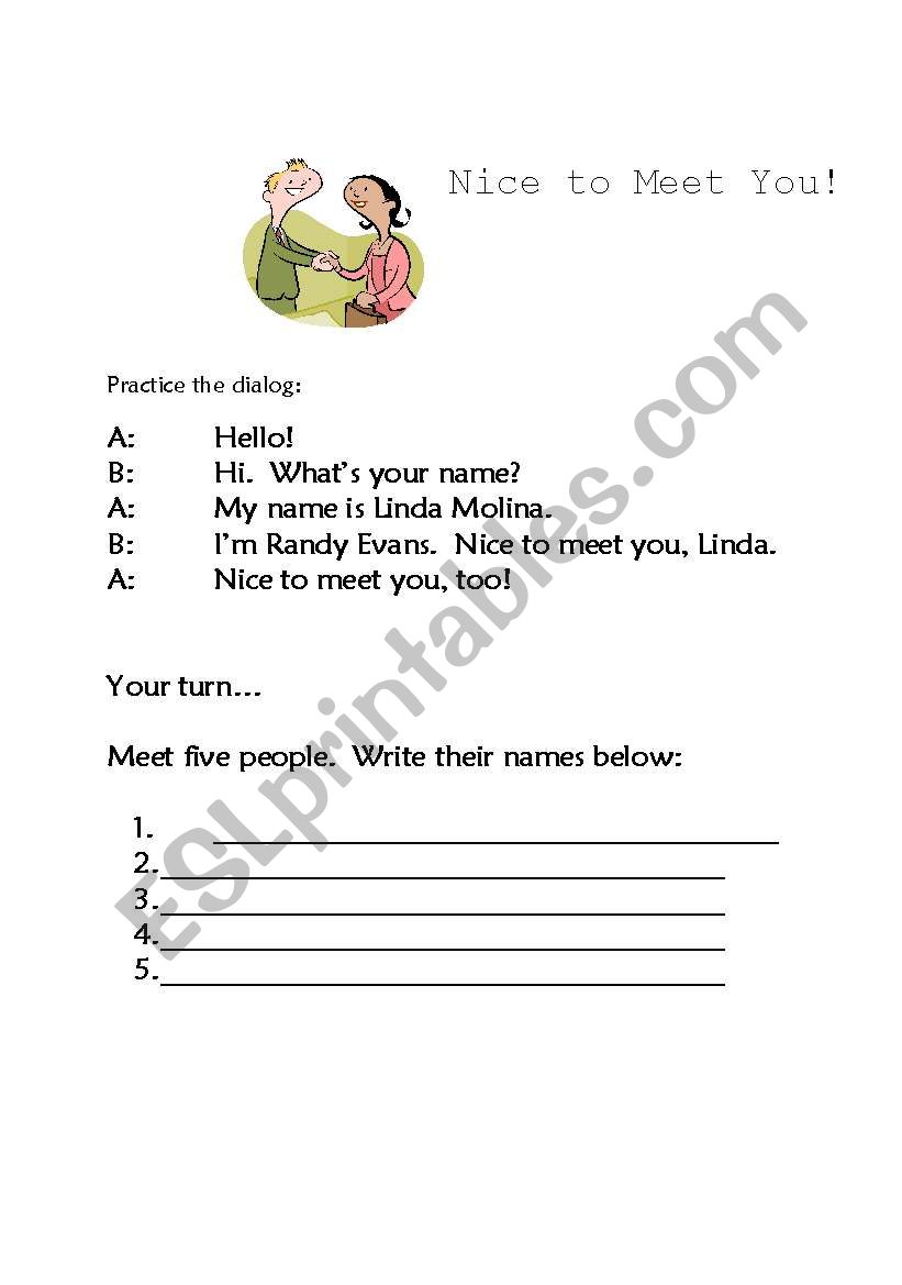 Nice to Meet You! worksheet