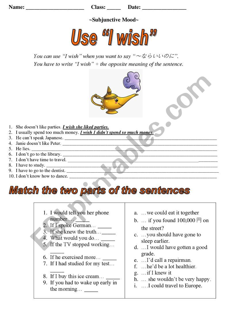 Subjunctive Mood Worksheets With Answers