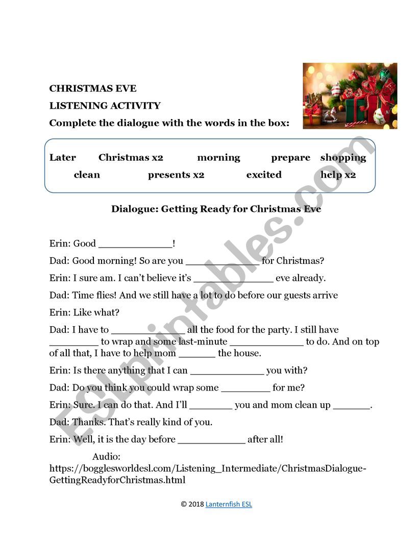 ready for christmas worksheet