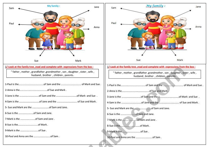 family tree  worksheet