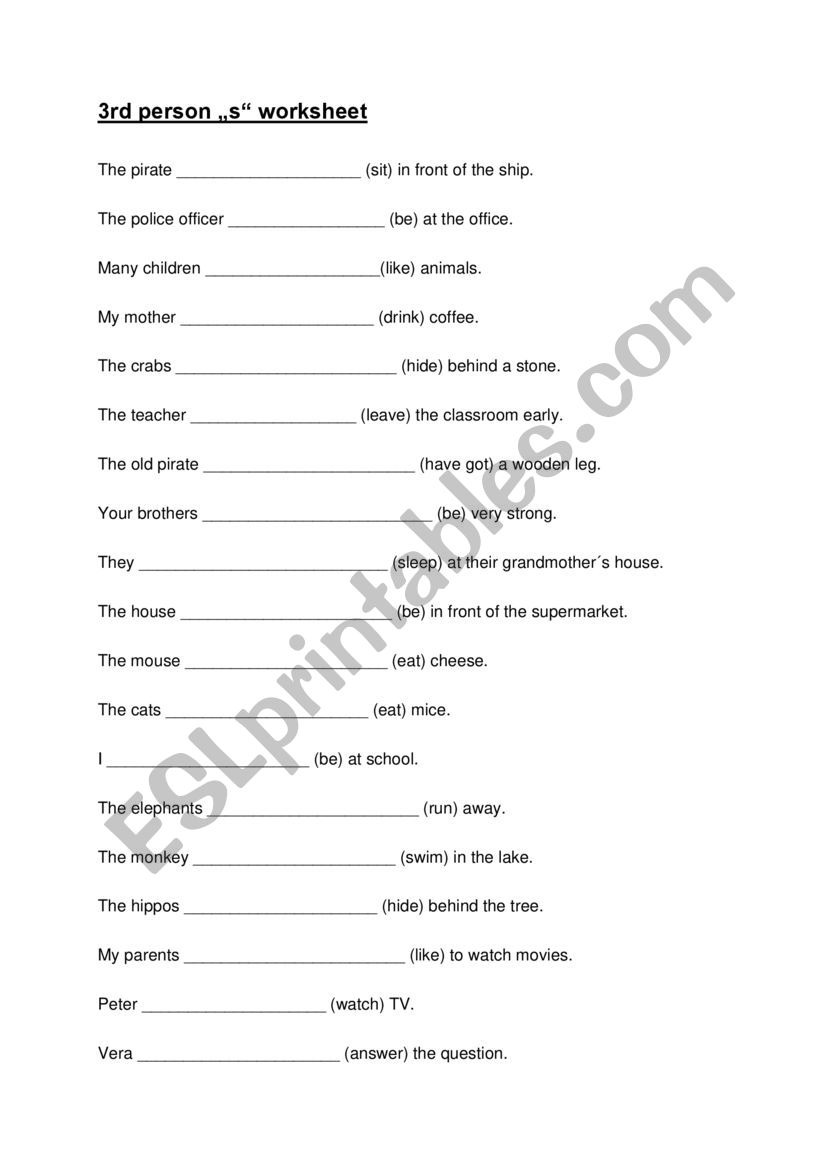 3rd person s - ESL worksheet by Patazzi00