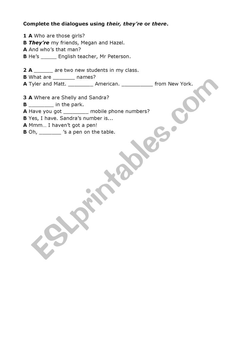 Their, they�re or there? worksheet