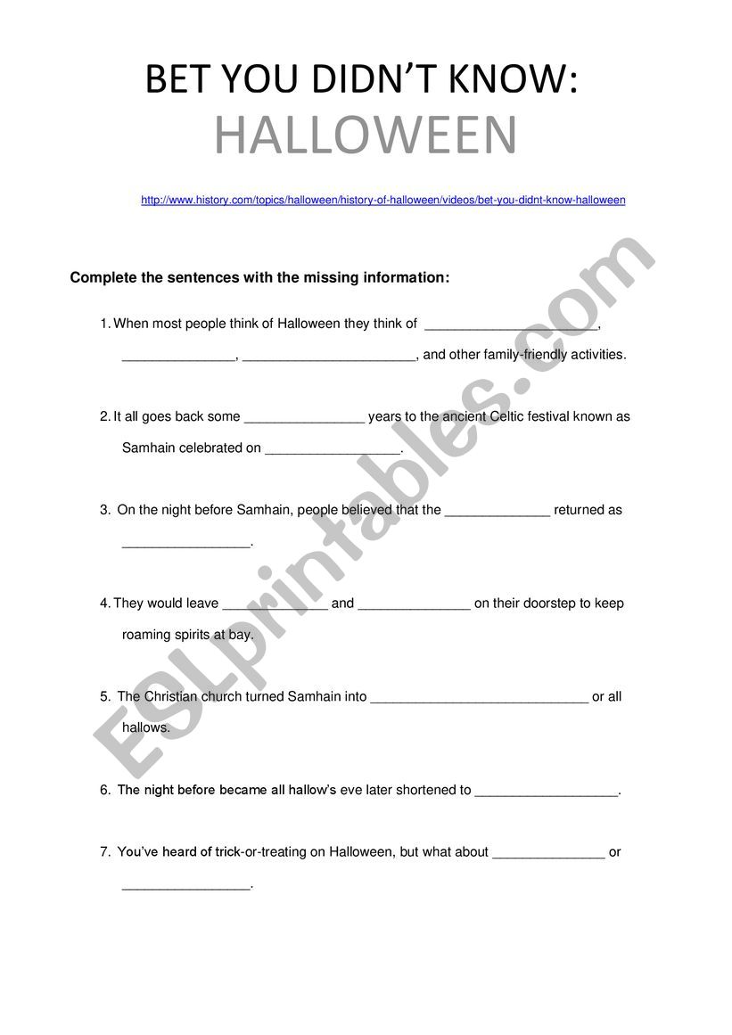 Halloween activity worksheet