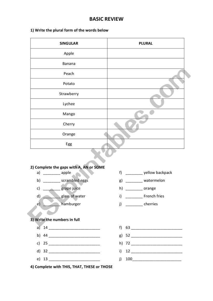 Review  worksheet