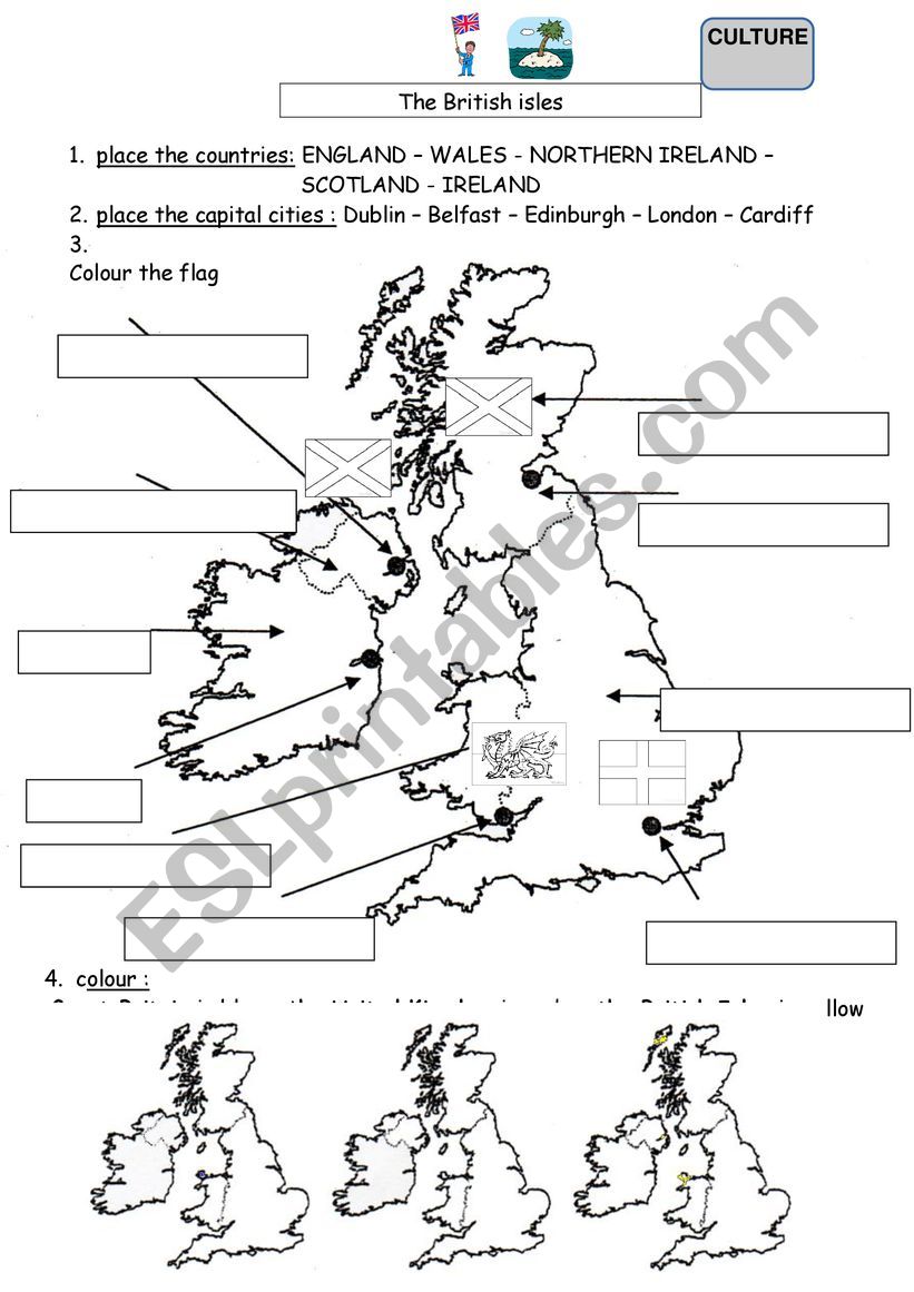 map of the UK worksheet