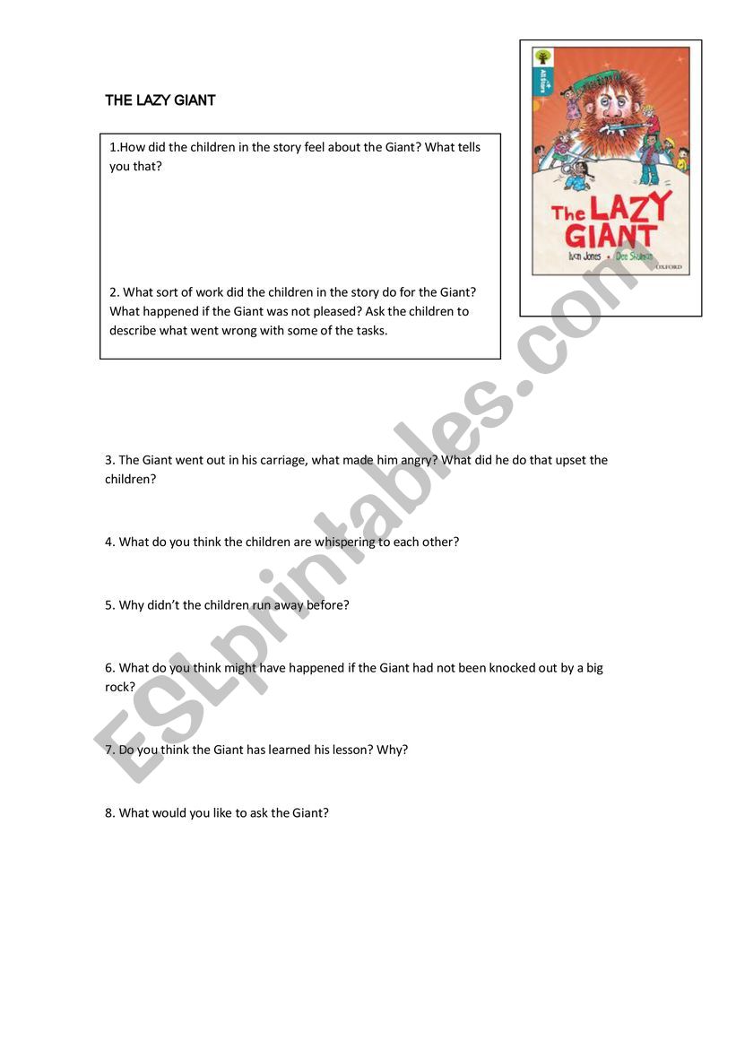 The lazy Giant - Review worksheet