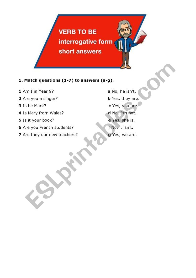 To be: interrogative worksheet