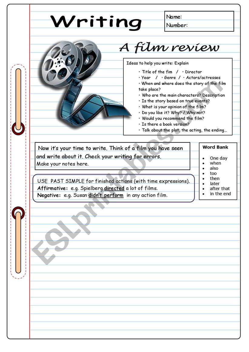 A film review worksheet