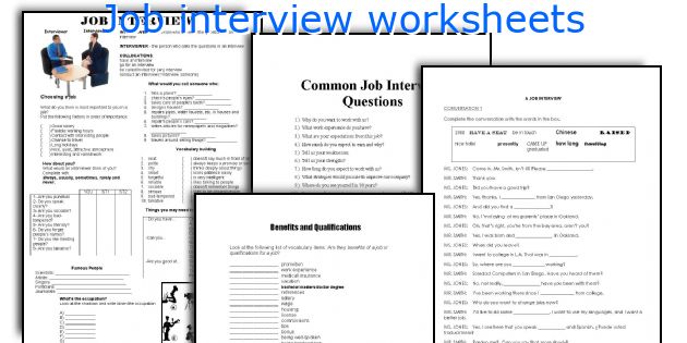 Job interview worksheets