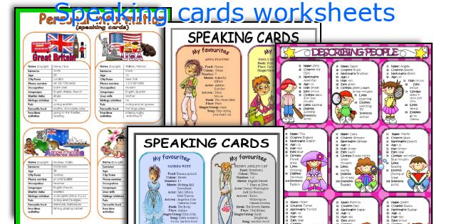 Speaking cards worksheets