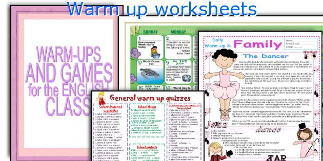 Warm up worksheets