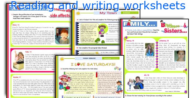Reading and writing worksheets