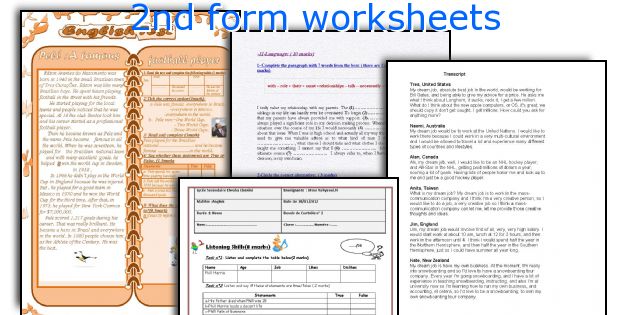 2nd form worksheets