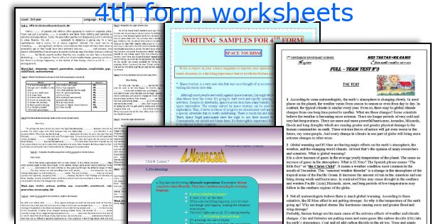 4th form worksheets