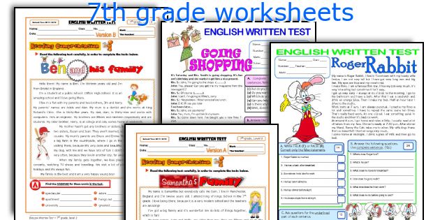 7th grade worksheets