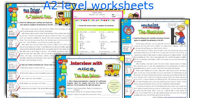 A2 level worksheets