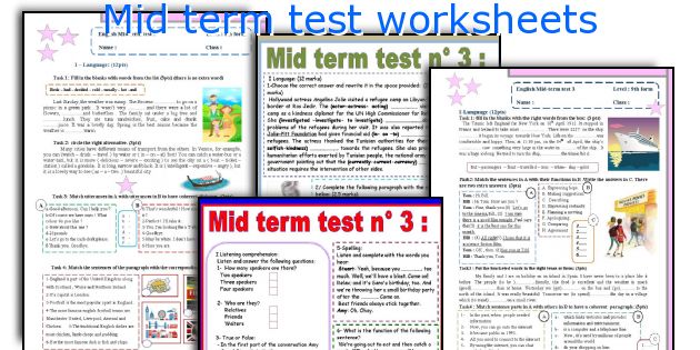 Mid term test worksheets
