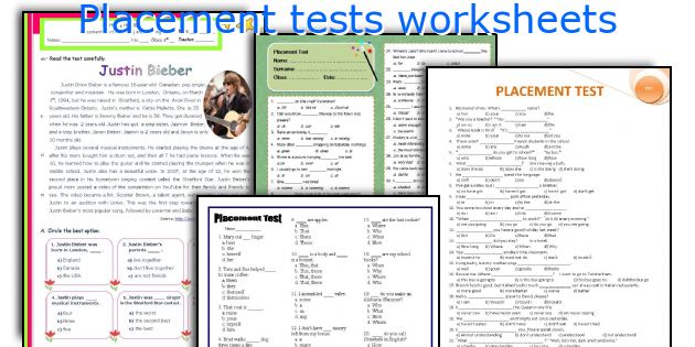 Placement tests worksheets